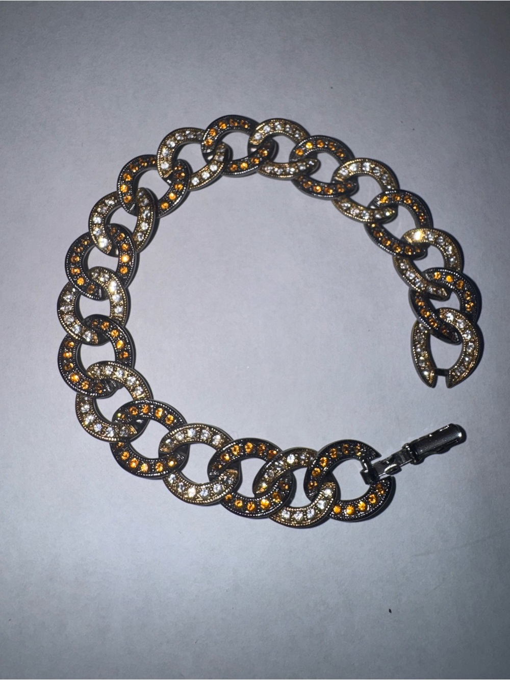 Vintage Fifth Avenue Collection Gunmetal Rhinestone Pave Curb Link Bracelet